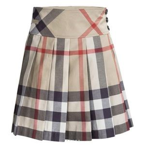 Burberry Children Beige Novacheck Cotton Pleated Mini Skirt 10 Yrs